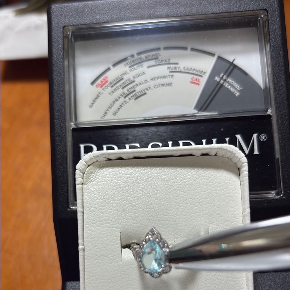 Pear Cut 1.25 tcw Genuine Aquamarine & Diamond Ring Sterling Silver Size 7 - Picture 13 of 13